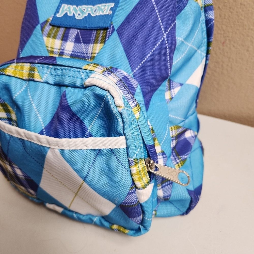 Jansport Blue Argyle Mini Backpack - Picture 3 of 9